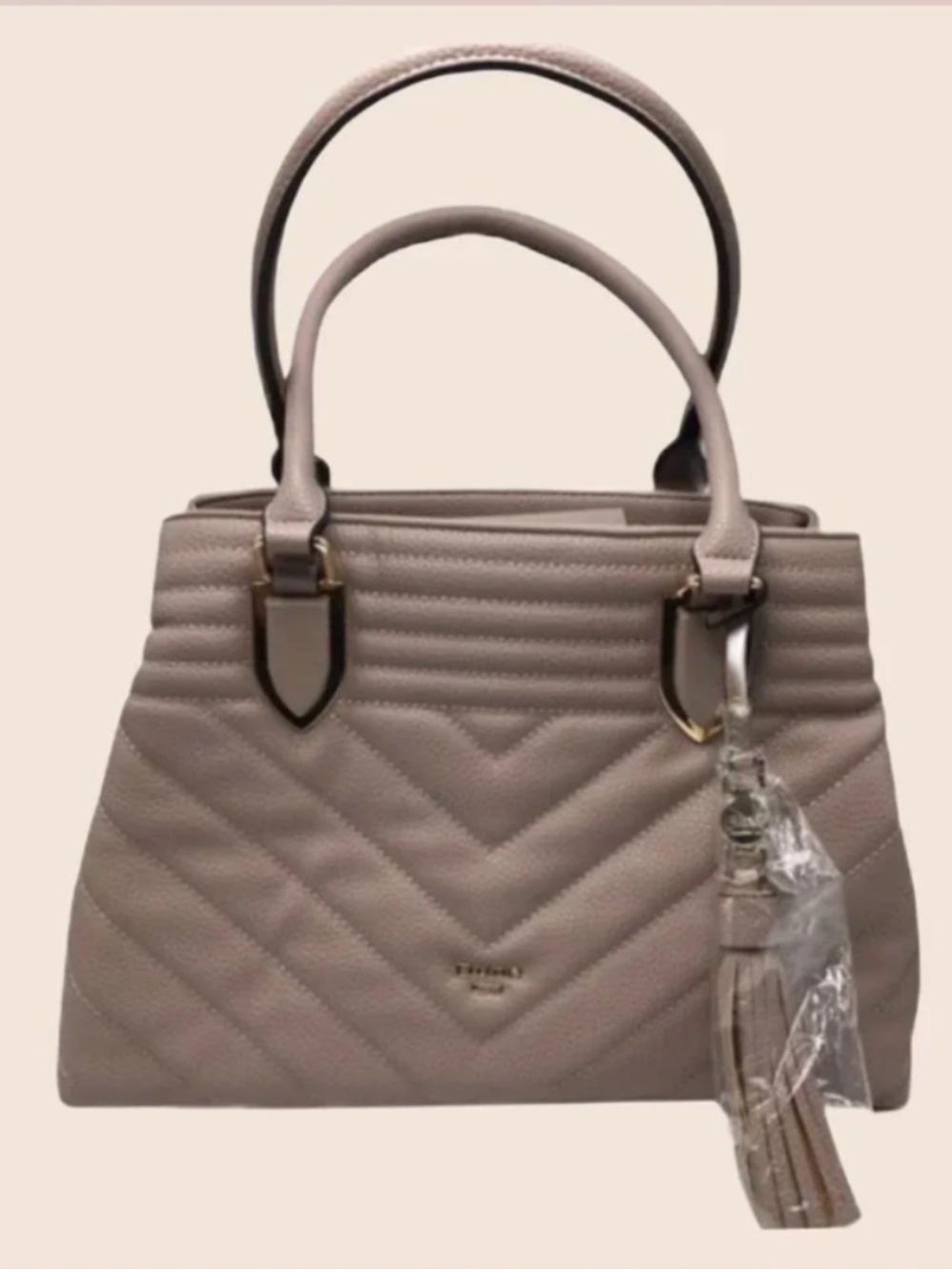 Dune London Quilted Taupe Leather Satchel in Taupe NWT